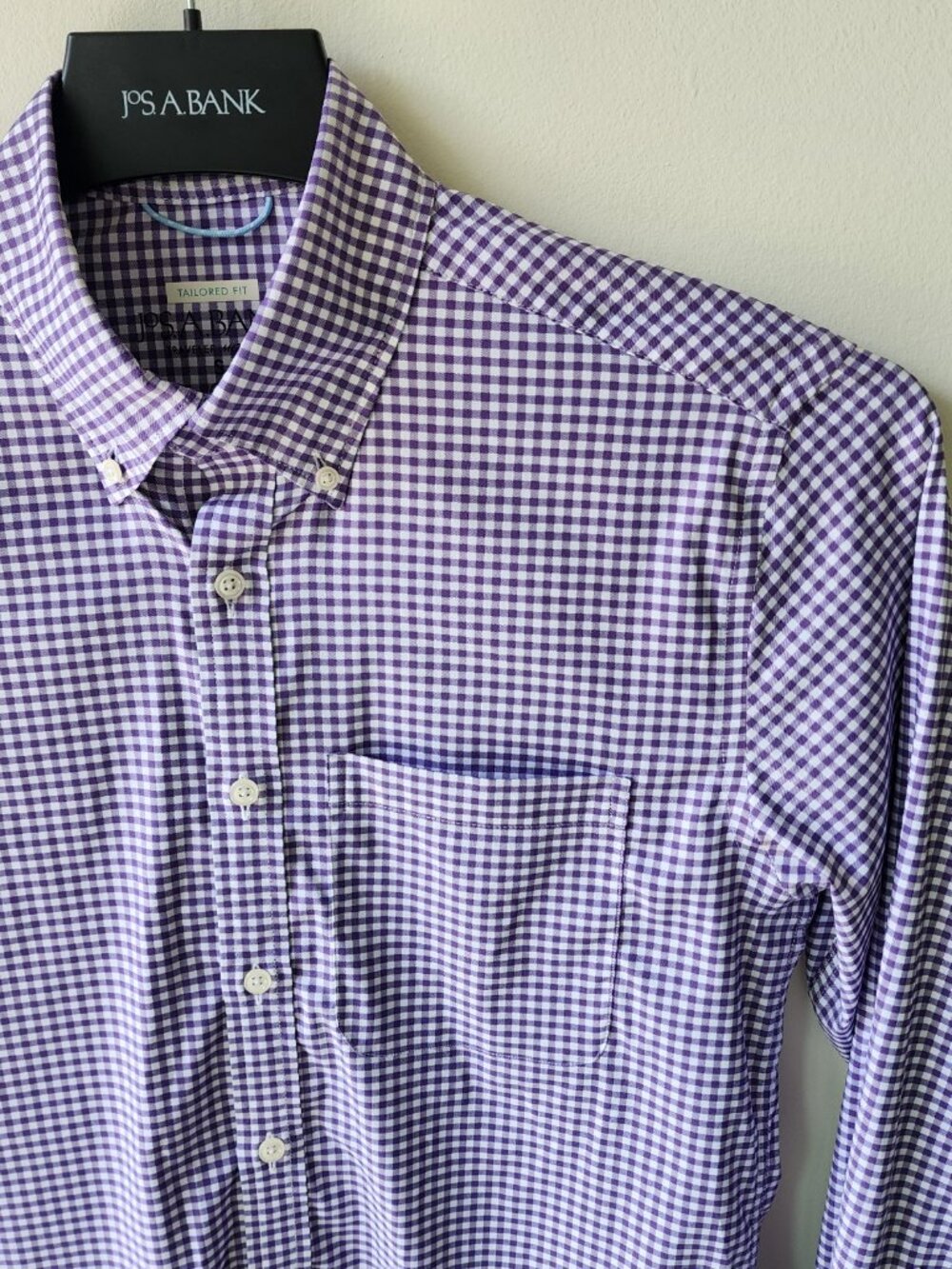 Small Purple Gingham Shirt Traveler Motion Jos A Bank Sz S Mens Check Quick Dry - Picture 10 of 17
